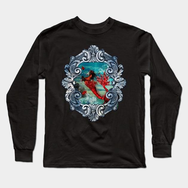 Wonderful seahorse with skulls in the deep ocean Long Sleeve T-Shirt by Nicky2342